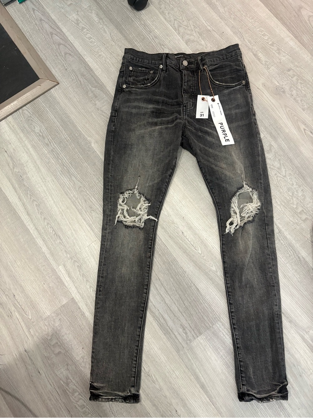Size 31 Purple brand Black Distressed Skinny Jeans - men’s